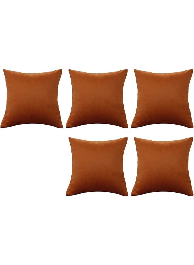 AMERICAN POLO 5-Piece Velvet Decorative Cushion Brown - Image 1