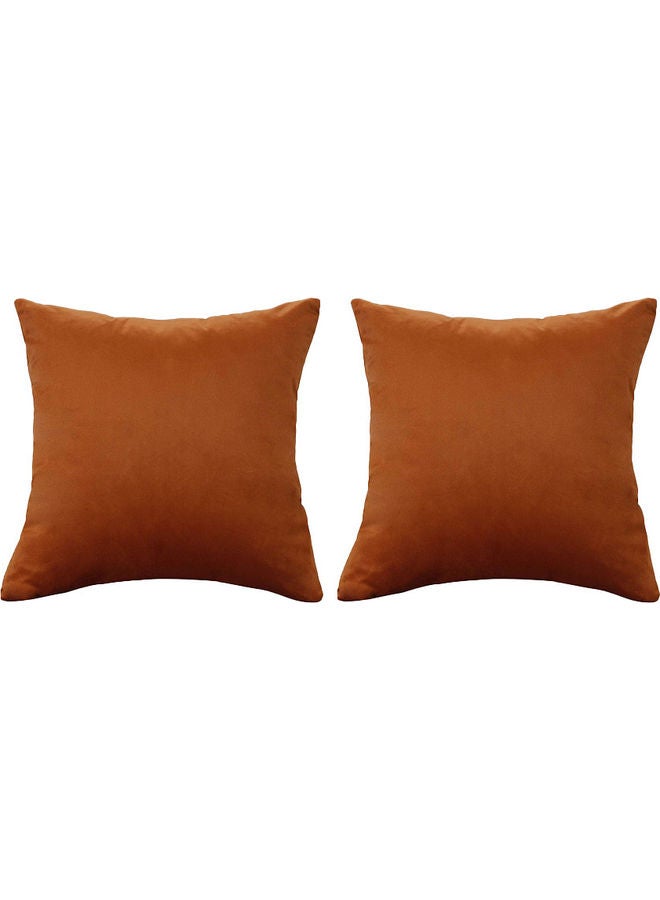 AMERICAN POLO 2-Piece Velvet Decorative Filled Cushion Orange - Image 1