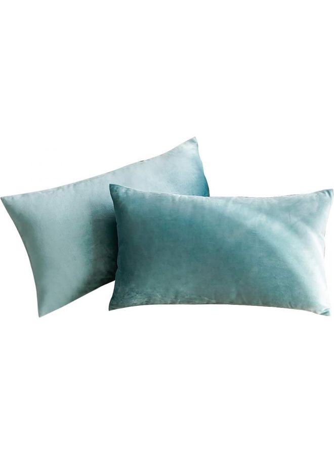 AMERICAN POLO 2-Piece Velvet Decorative Filled Cushion Blue