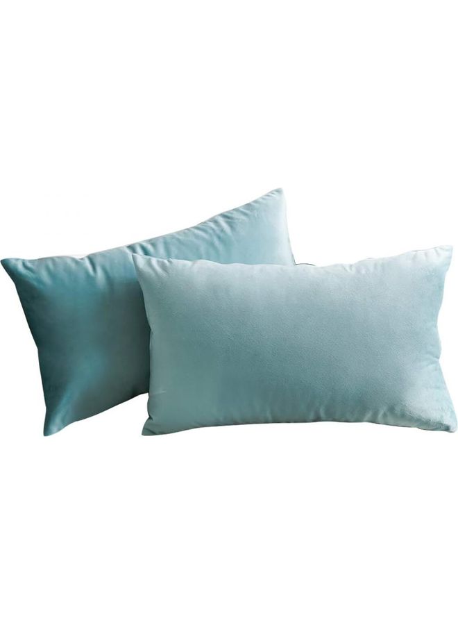 PENHALIGON'S 2-Piece Simple Velvet Decorative Pillow Blue  - Image 1