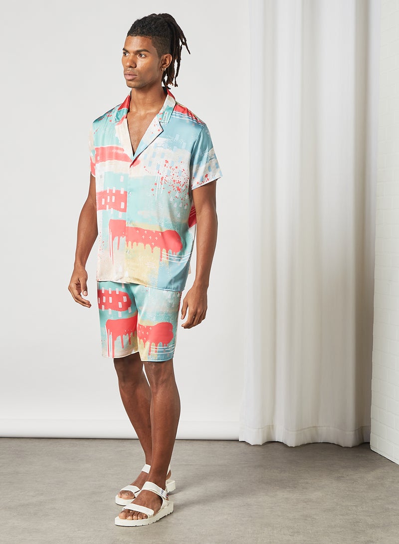 STATE 8 Abstract Print Shirt and Shorts Set Multicolour  - Image 1