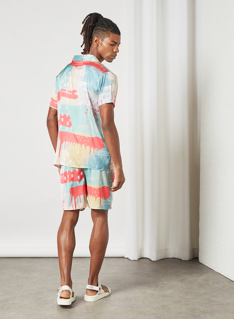 STATE 8 Abstract Print Shirt and Shorts Set Multicolour  - Image 3