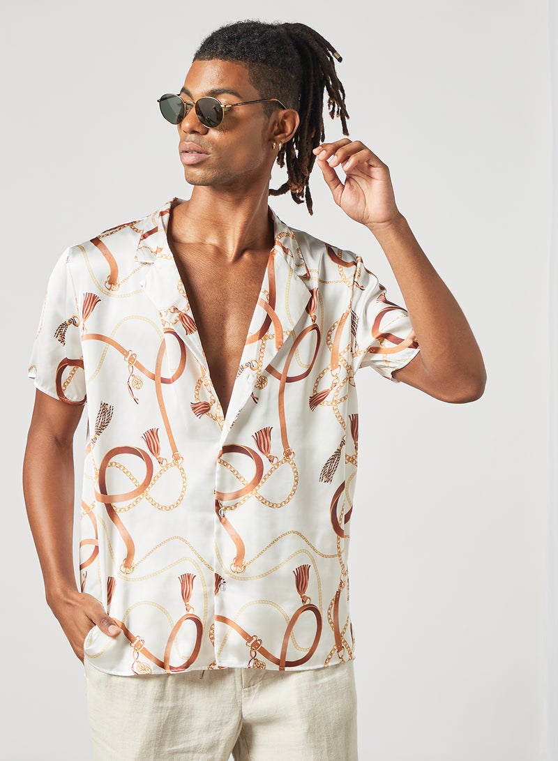 STATE 8 Chain Print Shirt White - Image 1