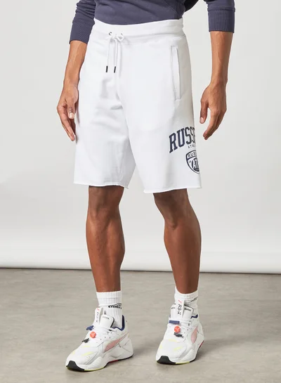 Russell Athletic Raw Edge Logo Shorts White