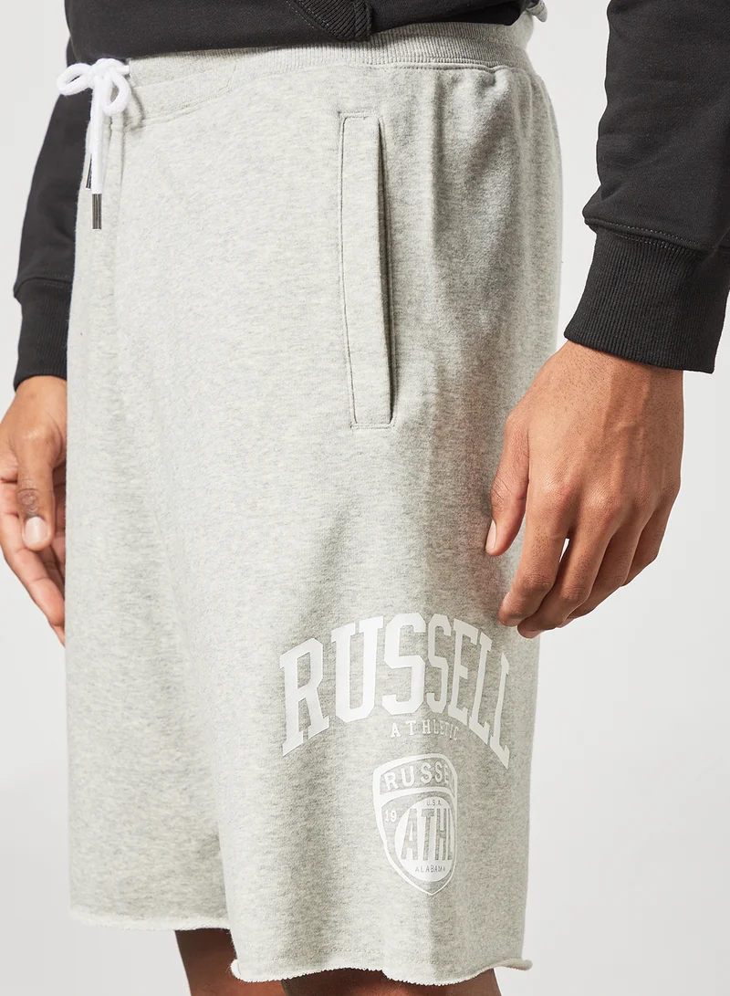 Russell Athletic Raw Edge Logo Shorts Grey
