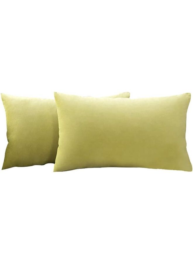 AMERICAN POLO 2-Piece Velvet Decorative Filled Cushion Yellow - Image 1