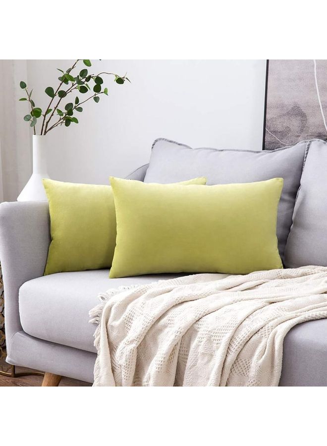 AMERICAN POLO 2-Piece Velvet Decorative Filled Cushion Yellow - Image 2