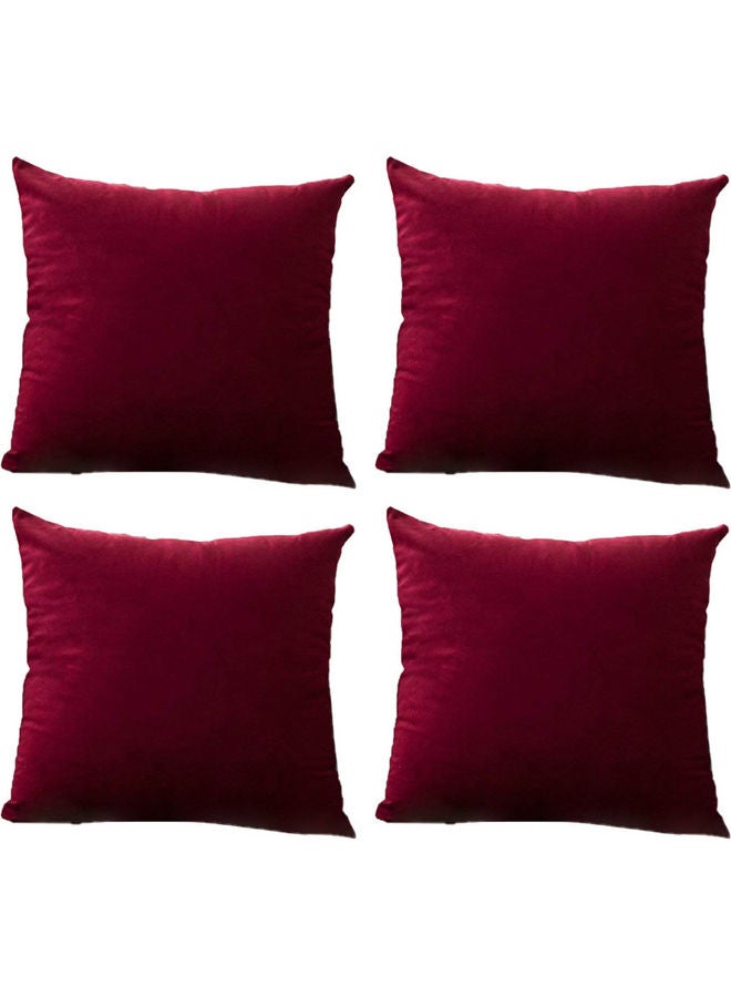 4-Piece Velvet Decorative Filled Cushion Red 40x40cm - v1628085941/N49766209A_1