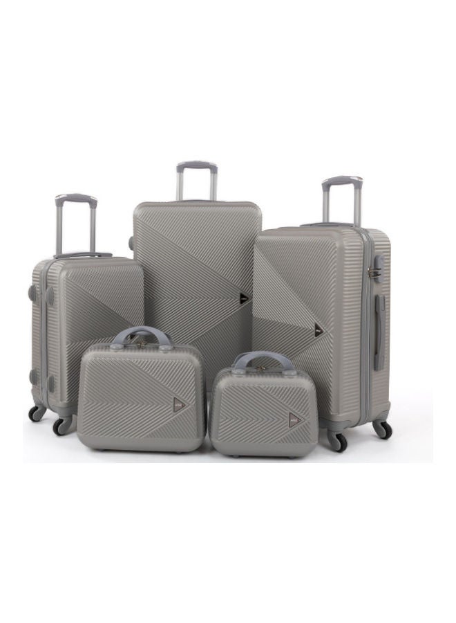 LIMRA - 5-Piece Stripes Pattern Luggage Trolley Bag Set Silver - Image 1