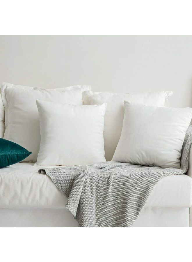 بنهيليغنز طقم وسائد ديكور مخملية بتصميم بسيط مكون من 4 قطع أبيض - Image 4