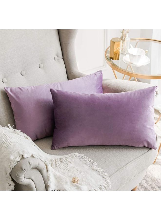 PENHALIGON'S - 2-Piece Simple Velvet Decorative Pillow Purple - Image 1