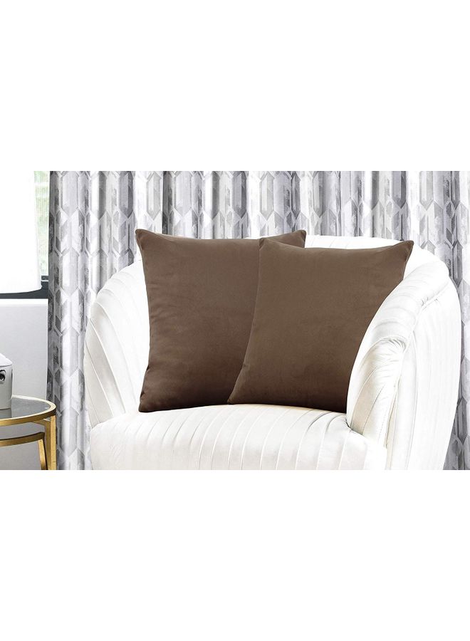 بنهيليغنز طقم وسائد ديكور مخملية بتصميم بسيط مكون من 4 قطع بني - Image 3