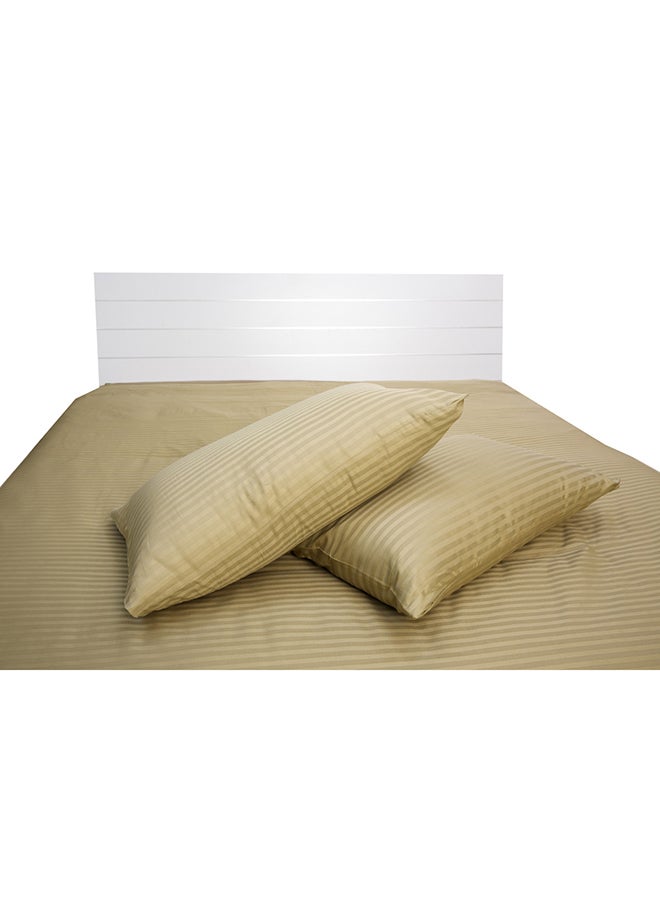 Generic 2-Piece Hotel Linen 100% Cotton 250Tc 1cm Stripe Pillow Cover Set Cotton Bronze 50x75cm  - Image 2