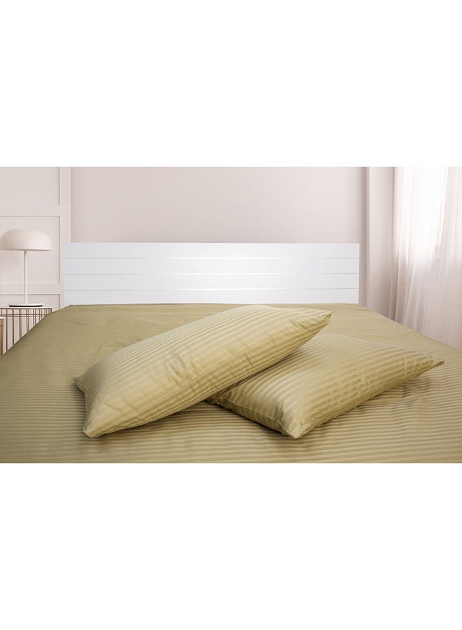 Generic 2-Piece Hotel Linen 100% Cotton 250Tc 1cm Stripe Pillow Cover Set Cotton Bronze 50x75cm  - Image 4