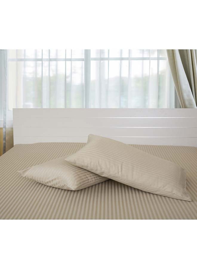 2-Piece Hotel Linen 100% Cotton 250Tc 1cm Stripe Pillow Cover Set Cotton Stone 50x75cm - v1628087209/N13133758A_4