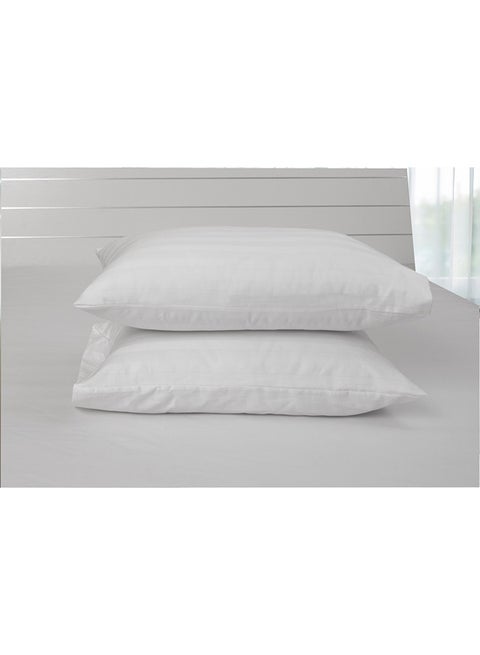 Standard Pillow Cases 2Pcs Set, Fabric: 250Tc 100% Cotton Sateen 1 Inch Stripe, Luxury Feel Soft Bedding Cotton Blend White 50x75cm