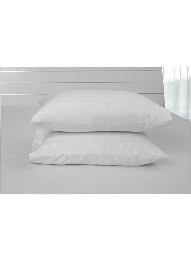 Hotel Linen Klub Standard Pillow Cases 2Pcs Set, Fabric: 250Tc 100% Cotton Sateen 1 Inch Stripe, Luxury Feel Soft Bedding Cotton Blend White 50x75cm  - Image 1