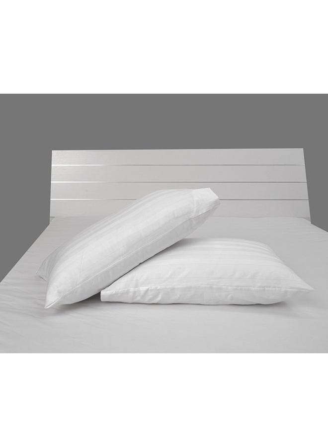 Hotel Linen Klub Standard Pillow Cases 2Pcs Set, Fabric: 250Tc 100% Cotton Sateen 1 Inch Stripe, Luxury Feel Soft Bedding Cotton Blend White 50x75cm  - Image 3