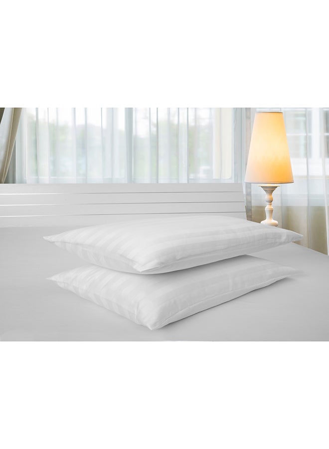 Hotel Linen Klub Standard Pillow Cases 2Pcs Set, Fabric: 250Tc 100% Cotton Sateen 1 Inch Stripe, Luxury Feel Soft Bedding Cotton Blend White 50x75cm  - Image 4