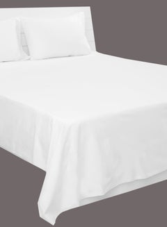 Hotel Linen 3-Piece King Size 100% Cotton 250Tc Sateen Bed Sheet Set Cotton Blend White  - Image 3