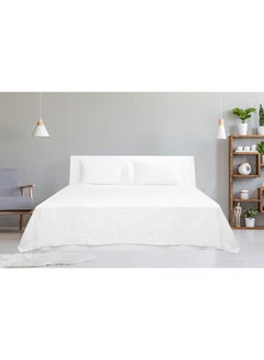 Hotel Linen 3-Piece King Size 100% Cotton 250Tc Sateen Bed Sheet Set Cotton Blend White  - Image 4