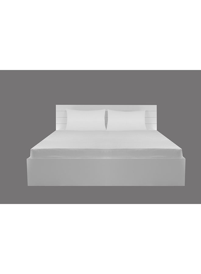 Hotel Linen Queen Size 100% Cotton 250Tc Box Sateen Fitted Sheet Cotton Blend White - Image 1