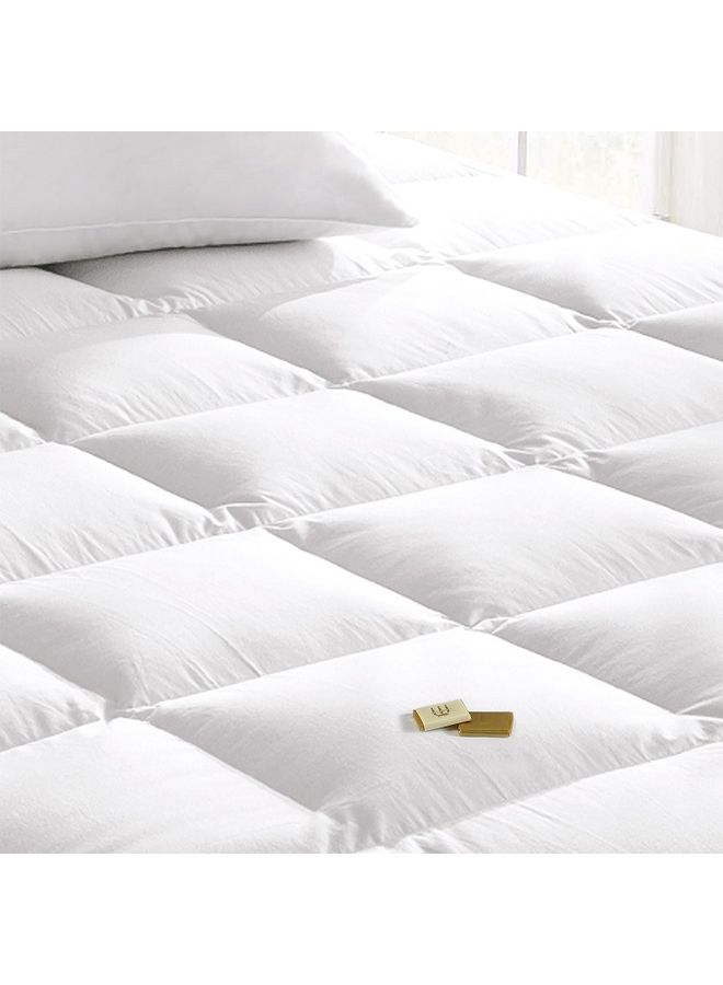 In-House - One Layer Single Size Microfiber Mattress Topper 8 cm With Rubber Frame Microfiber White 200x120cm - Image 1