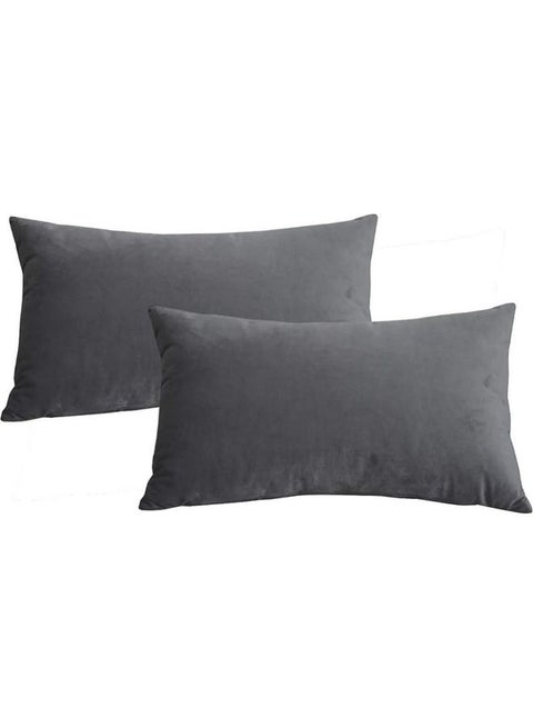 4-Piece Velvet Decorative Pillow Grey