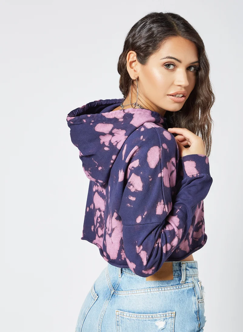 Sivvi x GenM Cropped Tie Dye Hoodie Blue/Purple