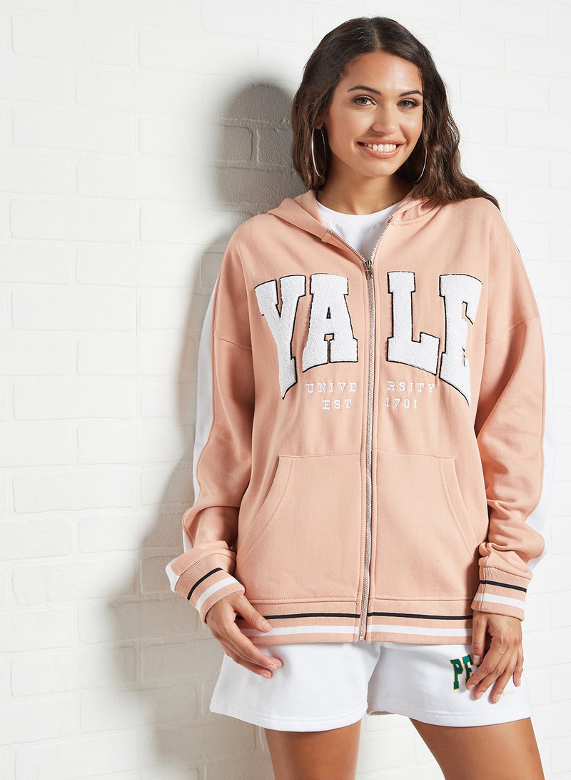 Yale Zip Through Hoodie Dusty Pink - v1628088097/N45732162V_1