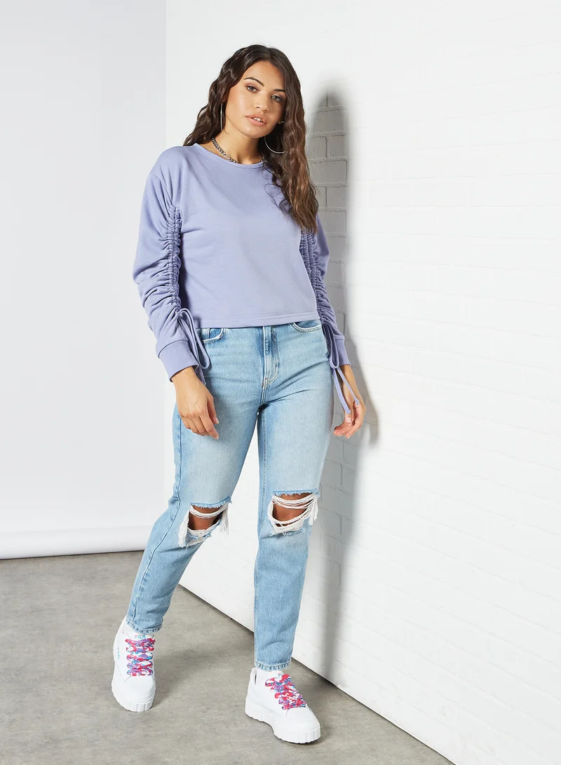 Sivvi x GenM Ruched Detail Sweatshirt Lilac