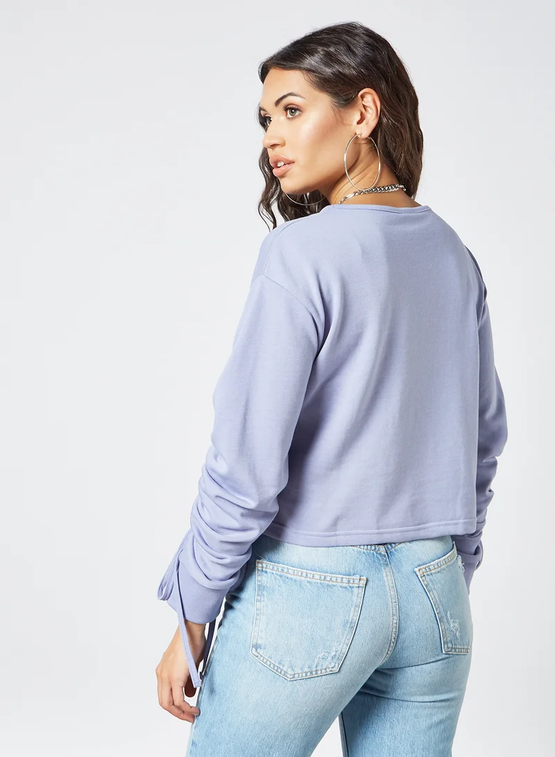 Sivvi x GenM Ruched Detail Sweatshirt Lilac