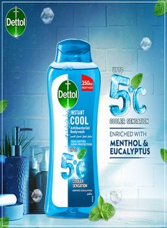 ديتول Instant Cool Menthol And Eucalyptus Liquid Antibacterial Body Wash Twin Pack 250ml  - Image 4