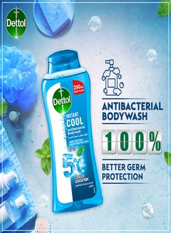 ديتول Instant Cool Menthol And Eucalyptus Liquid Antibacterial Body Wash Twin Pack 250ml  - Image 5