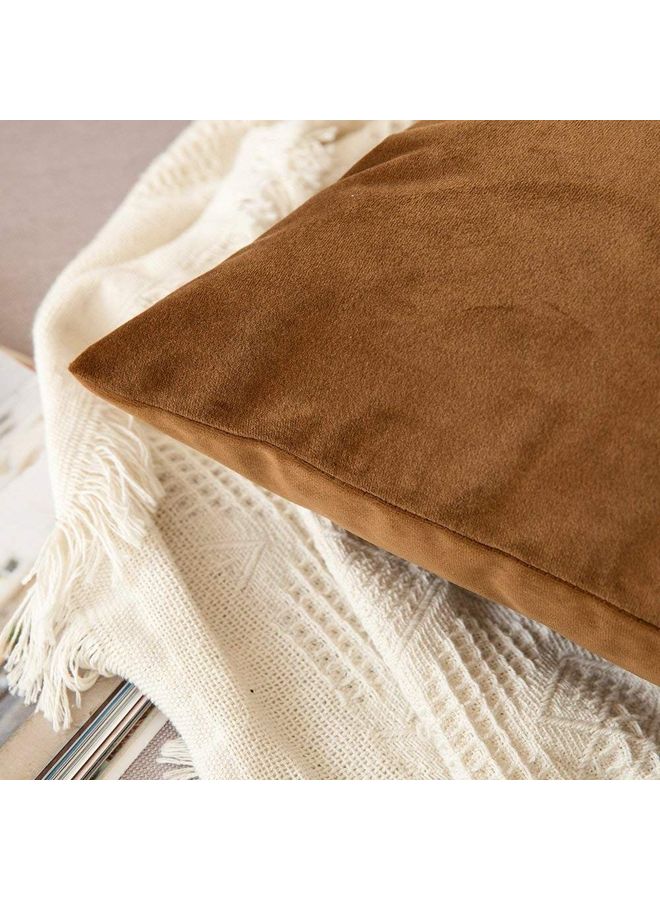 PENHALIGON'S 4-Piece Simple Velvet Decorative Cushion Brown - Image 4