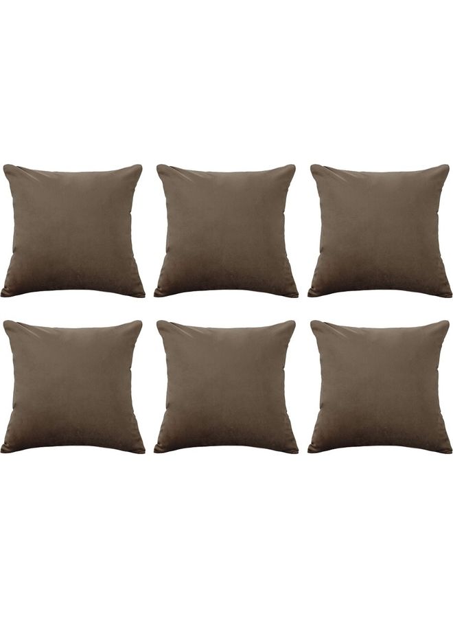 PENHALIGON'S 6-Piece Velvet Decorative Filled Cushion Brown 30x30cm  - Image 1