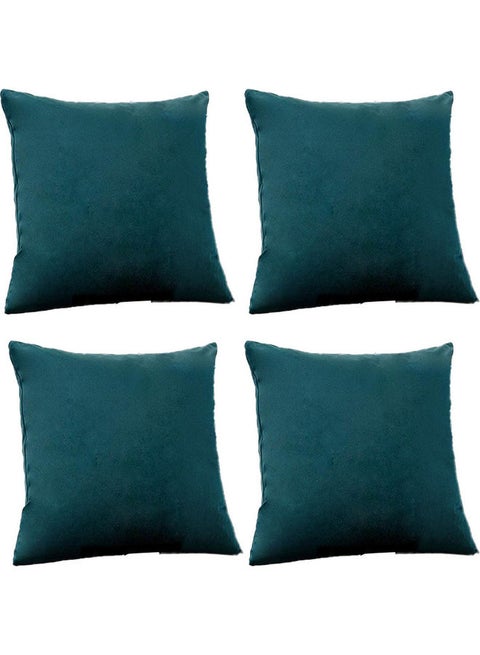 4-Piece Simple Velvet Decorative Cushion Blue