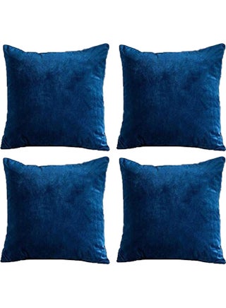 4-Piece Simple Velvet Decorative Cushion Blue - v1628089598/N49760474A_1