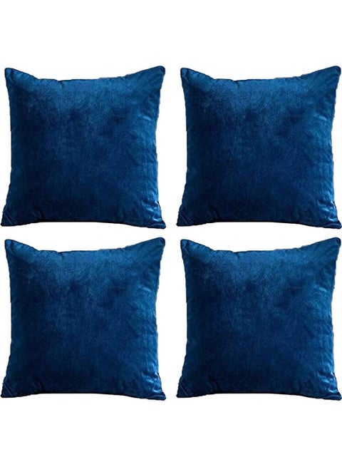 4-Piece Simple Velvet Decorative Cushion Blue