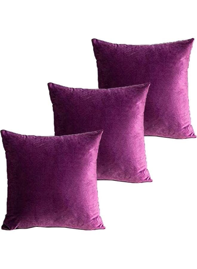 3-Piece Velvet Decorative Filled Cushion Purple 30x30cm - v1628091971/N49765714A_1