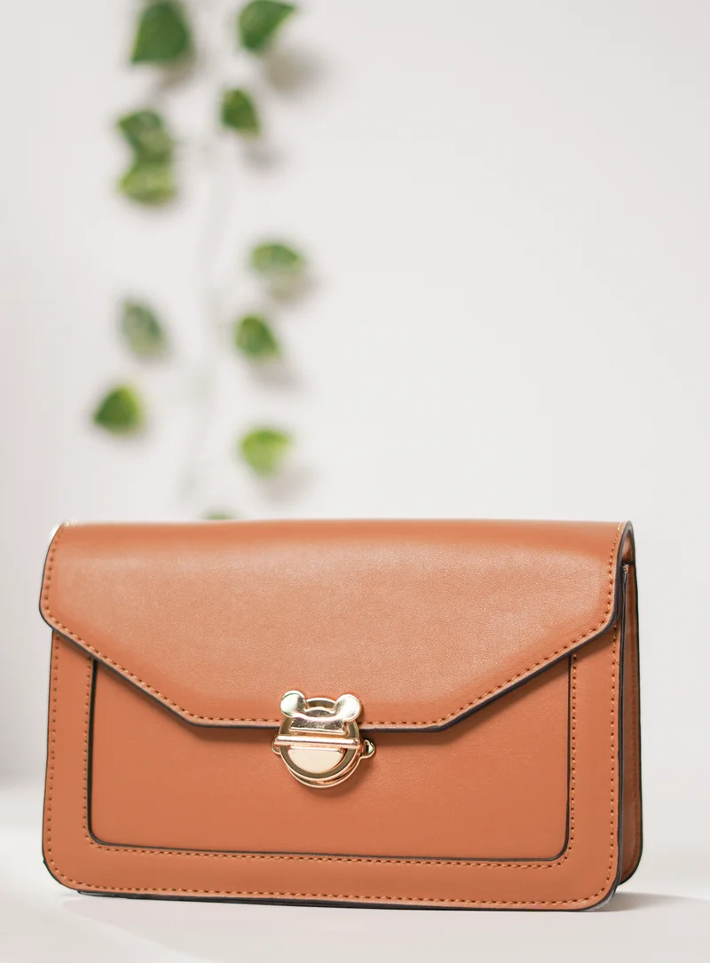 Aila Casual Solid Pattern Shoulder Bag CAMEL