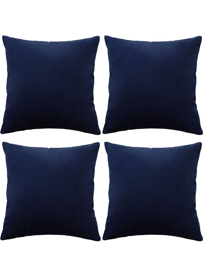 AMERICAN POLO 4-Piece Velvet Decorative Filled Cushion Navy Blue