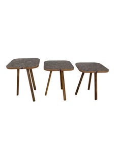 Living 3-Piece Square Coffee And Tea Service Table Set Multicolour 38x38x50cm  - Image 1