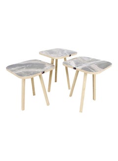 Living 3-Piece Square Coffee And Tea Service Table Set Multicolour 38x38x50cm  - Image 1