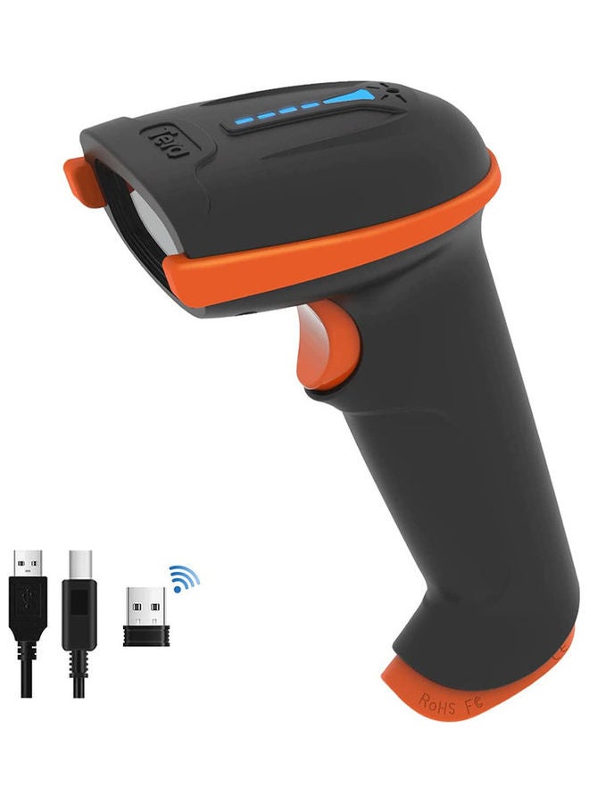 Tera Handheld Barcode Scanner Wireless USB Wired 1D Laser Orange  - Image 1