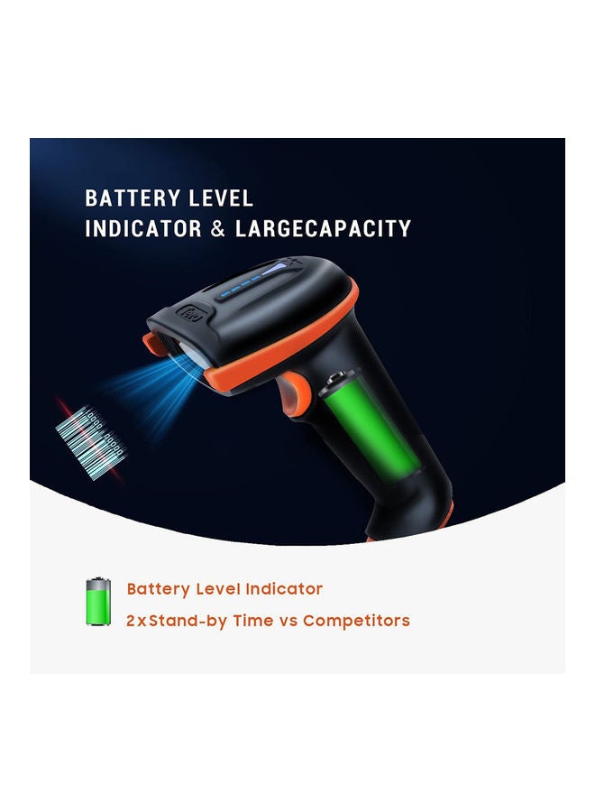Tera Handheld Barcode Scanner Wireless USB Wired 1D Laser Orange  - Image 2