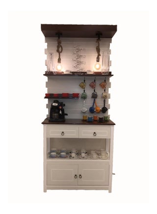 Coffee Cabinet With Lamp And Table White/Brown - v1628140923/N49733388A_1