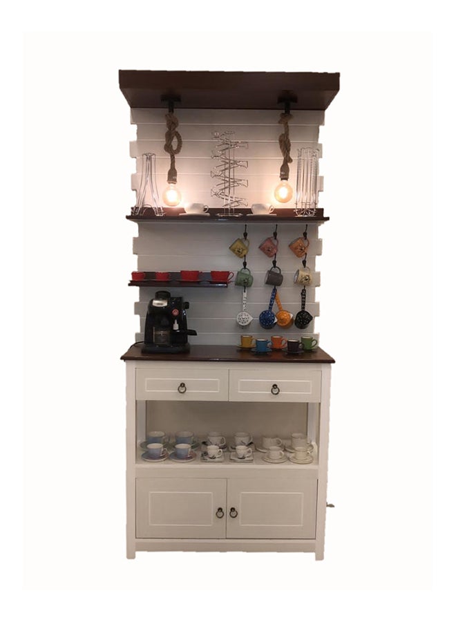 Coffee Cabinet With Lamp And Table White/Brown