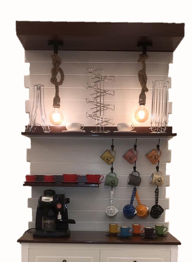 Coffee Cabinet With Lamp And Table White/Brown