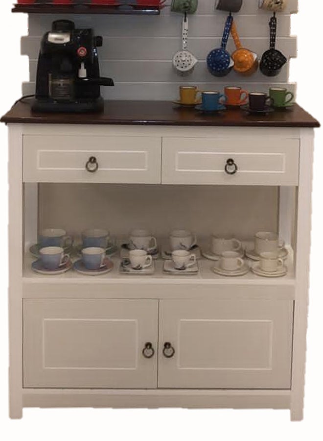 Coffee Cabinet With Lamp And Table White/Brown